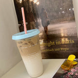 Plastic Coffee Cup Large Capacity Cute Water Cup With Straw Lid for Summer Cold Drinking Recipe of Summer 700ml