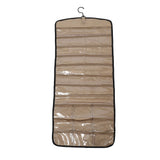 Portable Hanging Jewelry Storage Roll with Metal Hooks Double Sided Jewelry Holder Rack