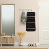 Portable Hanging Jewelry Storage Roll with Metal Hooks Double Sided Jewelry Holder Rack