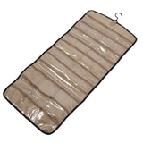 Portable Hanging Jewelry Storage Roll with Metal Hooks Double Sided Jewelry Holder Rack