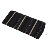 Portable Hanging Jewelry Storage Roll with Metal Hooks Double Sided Jewelry Holder Rack
