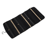 Portable Hanging Jewelry Storage Roll with Metal Hooks Double Sided Jewelry Holder Rack