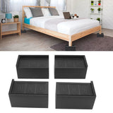 4pcs Furniture Riser Black Enlarged Widened Rectangle Rubber 3in Furniture Leg Mat for Home