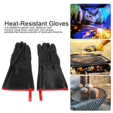 BBQ Gloves High Temperature Resistance 500℃ Waterproof Acid and Alkali Resistant Garden GlovesBlack 14in