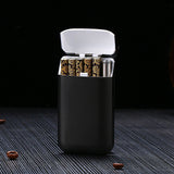Cigarette Case Height Adjustable Thick Thin Cigarettes Dual Use Lighter Split Cigarette Case Holder Black