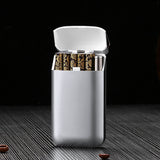 Cigarette Case Height Adjustable Thick Thin Cigarettes Dual Use Lighter Split Cigarette Case Holder Silver