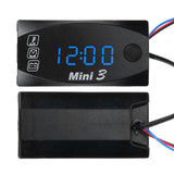 3 in 1 Waterproof LED Electronic Meter Motorcycle Digital Time Clock Thermometer VoltmeterBlue Light