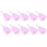 10pcs Silicone Menstrual Cup Reusable Female Lady Hygiene Cup Collector Body Care ToolS Pink