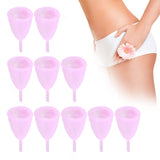 10pcs Silicone Menstrual Cup Reusable Female Lady Hygiene Cup Collector Body Care ToolS Pink