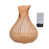 400ml Wood Grain Aromatherapy Diffuser Remote Control Essential Oil Diffuser Night Light Humidifier for Bedroom Office