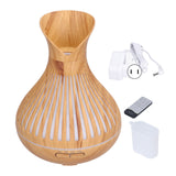 400ml Wood Grain Aromatherapy Diffuser Remote Control Essential Oil Diffuser Night Light Humidifier for Bedroom Office