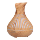 400ml Wood Grain Aromatherapy Diffuser Remote Control Essential Oil Diffuser Night Light Humidifier for Bedroom Office