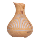 400ml Wood Grain Aromatherapy Diffuser Remote Control Essential Oil Diffuser Night Light Humidifier for Bedroom Office