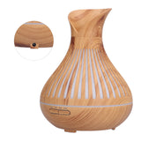 400ml Wood Grain Aromatherapy Diffuser Remote Control Essential Oil Diffuser Night Light Humidifier for Bedroom Office