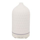 Essential Oil Diffuser Humidifier Ceramic Rhomboid Aromatherapy Diffuser Ultrasound Cool Mist Humidifier with 7 LED Lights for Home