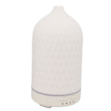 Essential Oil Diffuser Humidifier Ceramic Rhomboid Aromatherapy Diffuser Ultrasound Cool Mist Humidifier with 7 LED Lights for Home