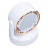 Lighted Mirror Fan Multifunctional Silent Oscillating Rechargeable Desk Bladeless Fan for Home Office Live Broadcast Dormitory 5V White 800 Mah