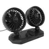 Dual Head Car Cooler Fan Powerful Cooling Ultra Silent USB Fan 360 Degree Rotation Air Circulation Fan for Car 12v