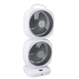 Double Layer Tower Fan 5 Speeds Rechargeable Portable Small Oscillating Table Fan for Home Camping Office Gray