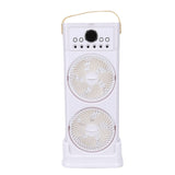Dual Fan Mist Cooling Fan with Humidifier 6 Nozzles 360 Degree Adjustable Low Sound USB C Portable for Home Office White 2400mAh
