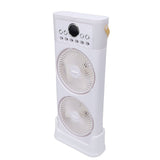 Dual Fan Mist Cooling Fan with Humidifier 6 Nozzles 360 Degree Adjustable Low Sound USB C Portable for Home Office White 2400mAh