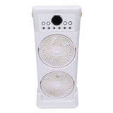 Dual Fan Mist Cooling Fan with Humidifier 6 Nozzles 360 Degree Adjustable Low Sound USB C Portable for Home Office White 2400mAh