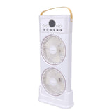 Dual Fan Mist Cooling Fan with Humidifier 6 Nozzles 360 Degree Adjustable Low Sound USB C Portable for Home Office White 2400mAh
