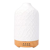Essential Oil Diffuser Ceramic Wood Grain Aromatherapy Diffuser Scent Cool Mist Humidifier with Light for Room Office