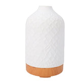 Essential Oil Diffuser Ceramic Wood Grain Aromatherapy Diffuser Scent Cool Mist Humidifier with Light for Room Office
