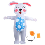 Inflatable Easter Bunny Costume 210T Polyester Waterproof Blow Up Egg Holding Bunny Party Costume Easter Decoration for Adults