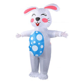 Inflatable Easter Bunny Costume 210T Polyester Waterproof Blow Up Egg Holding Bunny Party Costume Easter Decoration for Adults