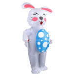 Inflatable Easter Bunny Costume 210T Polyester Waterproof Blow Up Egg Holding Bunny Party Costume Easter Decoration for Adults
