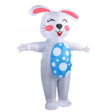 Inflatable Easter Bunny Costume 210T Polyester Waterproof Blow Up Egg Holding Bunny Party Costume Easter Decoration for Adults