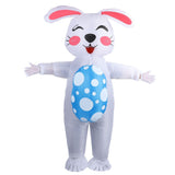 Inflatable Easter Bunny Costume 210T Polyester Waterproof Blow Up Egg Holding Bunny Party Costume Easter Decoration for Adults