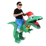 Xmas Riding Dinosaur Costume Xmas Cosplay Costume Funny Xmas Riding Dinosaur Inflatable Costume for Adult