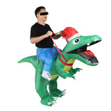 Xmas Riding Dinosaur Costume Xmas Cosplay Costume Funny Xmas Riding Dinosaur Inflatable Costume for Adult