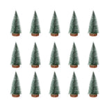 15 Pcs Miniature Xmas Tree White Snow Home Decoration Multi Purpose Desktop Mini Pine Tree for Indoor Party 5.9in