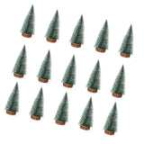 15 Pcs Miniature Xmas Tree White Snow Home Decoration Multi Purpose Desktop Mini Pine Tree for Indoor Party 5.9in