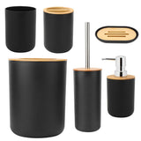 6Pcs/Set Household Bathroom Soap Box Toothbrush Holder Rinse Cup Lotion Bottle Accessories KitBlack
