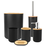 6Pcs/Set Household Bathroom Soap Box Toothbrush Holder Rinse Cup Lotion Bottle Accessories KitBlack