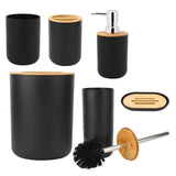 6Pcs/Set Household Bathroom Soap Box Toothbrush Holder Rinse Cup Lotion Bottle Accessories KitBlack
