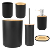 6Pcs/Set Household Bathroom Soap Box Toothbrush Holder Rinse Cup Lotion Bottle Accessories KitBlack