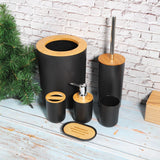6Pcs/Set Household Bathroom Soap Box Toothbrush Holder Rinse Cup Lotion Bottle Accessories KitBlack