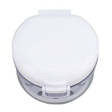 Denture Case Portable Denture Bath Cup Retainer Storage Box with Mirror Braces Removal Tool Cleaning Brush for False Teeth