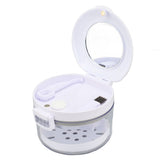 Denture Case Portable Denture Bath Cup Retainer Storage Box with Mirror Braces Removal Tool Cleaning Brush for False Teeth