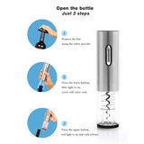 Stainless Steel 
USB Rechargeable Smart Electric Wine Opener 
Automatic Bottle Opener Silver