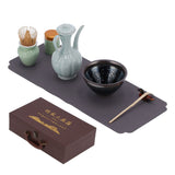 Matcha Tea Tool Set Matcha Bowl Whisk Scoop Ceramic Whisk Holder Caddy Teacup Mat Tea Ceremony KitOil Drop Style