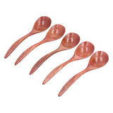 5Pcs Wooden Scoop Long Handle Sugar Salt Tea Seasoning Spoon for Home Restaurant Hotel