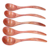 5Pcs Wooden Scoop Long Handle Sugar Salt Tea Seasoning Spoon for Home Restaurant Hotel