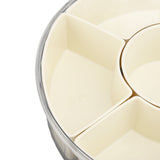 Divided Serving Tray with Lid PP PET Sealed Rotatable Clear Snack Spinner Food Platter Charcuterie Container for Party Picnic Entertaining